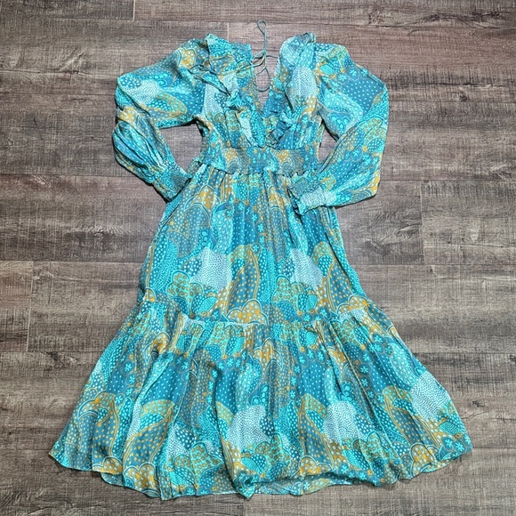 Anthropologie Odetta Ruffled V-Neck Maxi Dress - Picture 9 of 15